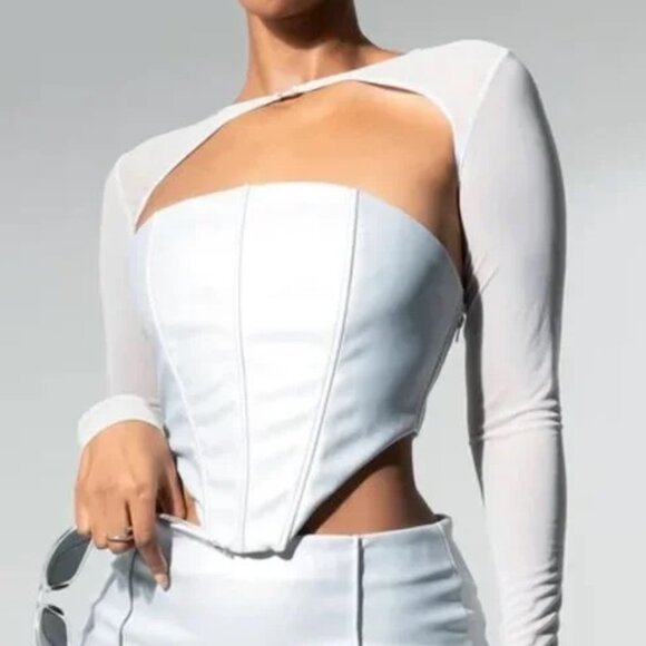 Sodah Spice Corset Top & Soft Mesh Cropped Sleeve SZ 12 - Picture 3 of 10